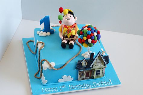 up movie cake - Google Search Up Birthday Party Theme Disney, Movie Cakes, Disney Up, Cake Topper Tutorial, 1st Birthday Themes, Pretty Birthday Cakes, Edible Images, Fondant Cakes, Rice Krispies