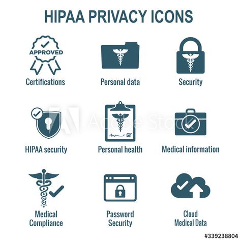 Hippa Compliance, Hipaa Compliance, Data Security, Medical Information, Personal Health, Icon Set, Adobe Stock, Stock Vector, Medical