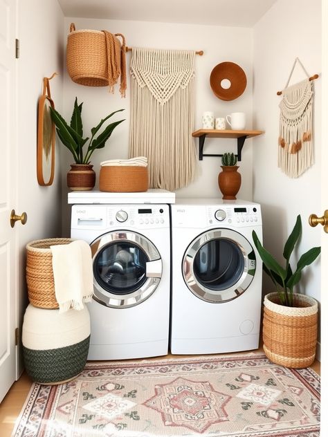 Creative Boho Style Laundry Room Decor Ideas 1 Boho Laundry Room Decor, Vintage Laundry Room Decor Ideas, Quirky Planters, Boho Laundry Room, Boho Laundry, Laundry Room Decor Ideas, Vintage Laundry Room Decor, Vintage Laundry Room, Laundry Room Wall Decor