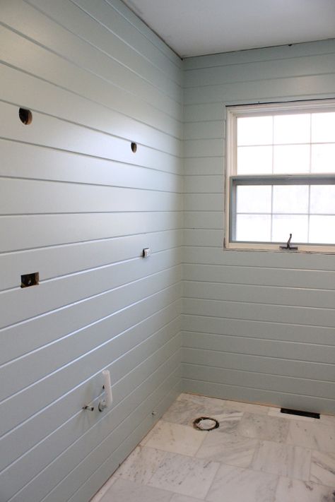 IMG_2505 Palladian Blue Bedrooms, Tongue And Groove Walls, Beadboard Bathroom, Palladian Blue, Tongue And Groove Panelling, Tongue And Groove Ceiling, Plank Ceiling, Plank Walls, Hall Bathroom