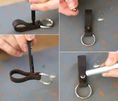 Leather Keyring Diy, Key Fob Diy, Diy Leather Keychain, Diy Leather Gifts, Leather Keychain Diy, Key Fobs Diy, Leather Accessories Diy, Crea Cuir, How To Make Leather