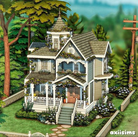 Sims 4 Victorian House, Cottage Layout, Drawing Room Decoration, Sims 4 Cottage, Sims 4 Houses Layout, Aesthetic Interior Design, Die Sims 4, Sims 4 House Plans, Sims 4 House Building