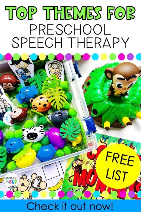 Speech Therapy Themes By Month, Speech Therapy For Toddlers Printables, Preschool Speech Therapy Activities, Themes For Preschool, Homeschool Themes, List Of Themes, Speech Therapy Themes, Speech Therapy Activities Preschool, Childhood Apraxia Of Speech