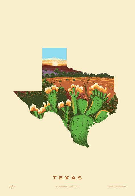 The 50 States of Beauty Art Print Series by Familytree Foto Cowgirl, Texas Tattoos, Texas Forever, Wilde Westen, Texas Art, Mardi Gras Party, Vintage Landscape, Texas State, Prickly Pear