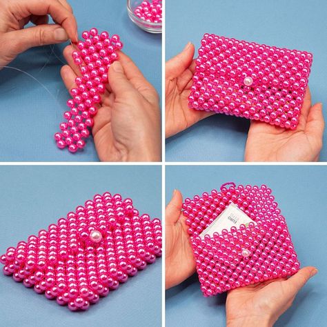 Mini Bag Diy, Beaded Wallet, Diy Earrings Materials, Bead Purse, Hand Beaded Bag, Beaded Clutch Purse, Beaded Clutch Bag, Beads Craft Jewelry, Diy Bags Patterns