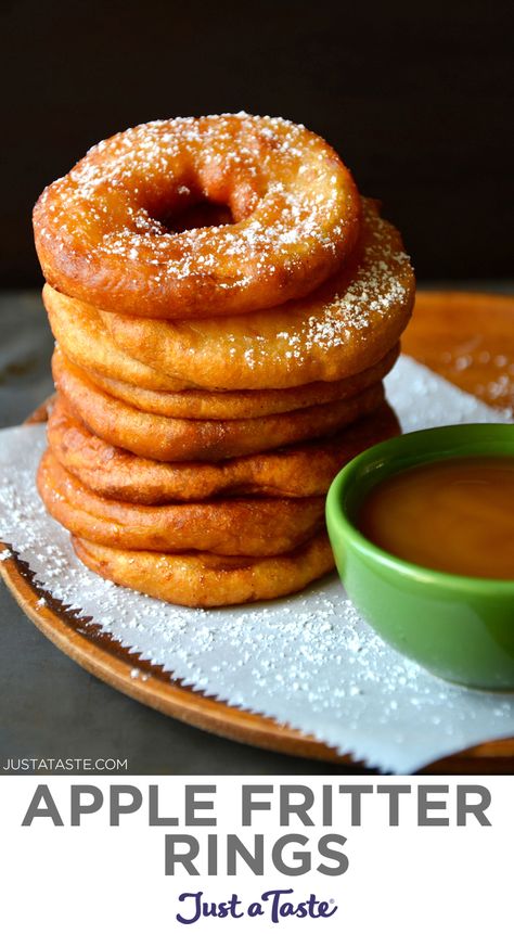 Apple Dishes, Apple Rings, Apple Fritter, Gf Flour, Just A Taste, Fritter Recipes, Apple Fritters, Fool Proof, Homemade Apple