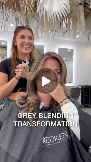 KVHA FAMILY on Instagram: "GREY BLENDING TRANSFORMATION🩶🔥  Removing old box dye and blending those greys so it grows out nice and seamless.   EMERGING PACKAGES AVAILABLE🫶🏼  What do you guys think ?    Book now | Bookings@kainevakai.com | Book online      LIKE | COMMENT | SHARE — #greyhair #clientappreciation #viral #boxdyecorrection #beforeandafter #modernsalon #undiscoveredhairstylists #redken #shadeseq  #sydneyhair" Ashy Blonde Grey Blending, Transitioning Dark Hair To Grey, Covering Greys With Highlights, Hair Color Transition From Dark To Light, Grey Blending Reddish Brown Hair, Gray Color Hair Ideas, Brunettes With Gray Hair, Redken Grey Blending, Embrace The Grey Hair