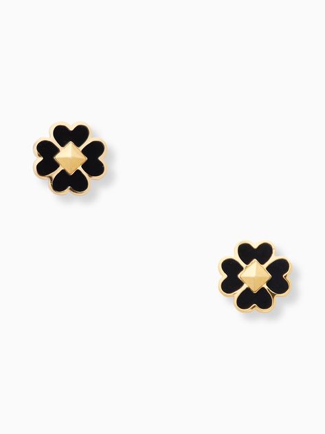 Kate Spade Earrings Stud, Kate Spade Heart, Kate Spade Studs, Enamel Stud Earrings, Kate Spade Outlet, Kate Spade Jewelry Earrings, Black Stud, Kate Spade Earrings, Square Earrings Studs