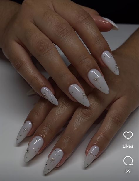 White Simple Nail Designs, Simple Nail Designs White, Simple Nail Designs Almond, Simple Nail Designs Fall, Simple Nail Designs Almond Shape, Simple Nail Designs Square, Simple Nail Designs For Fall, Anniversary Nails, January Nails