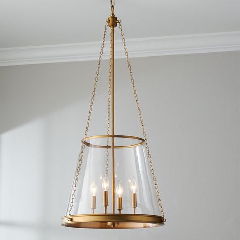 One Large Light Over Kitchen Island, Hinkley Cartwright Pendant, French Country Island Pendant Lights, Large Kitchen Island Lights, Gold Pendent Lights, Large Glass Pendants Over Island, Stairway Chandelier Entryway, Modern Cottage Lighting, Kitchen Island Lights Ideas