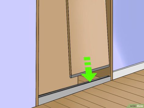 How to Install Sliding Closet Doors: 13 Steps (with Pictures) How To Install Sliding Closet Doors, Install Sliding Closet Doors, Klizni Ormari, Fitted Wardrobe Doors, Converted Closet, Mirror Sliding Door, Sliding Mirror Closet Doors, Cheap Closet, Steel Shelves