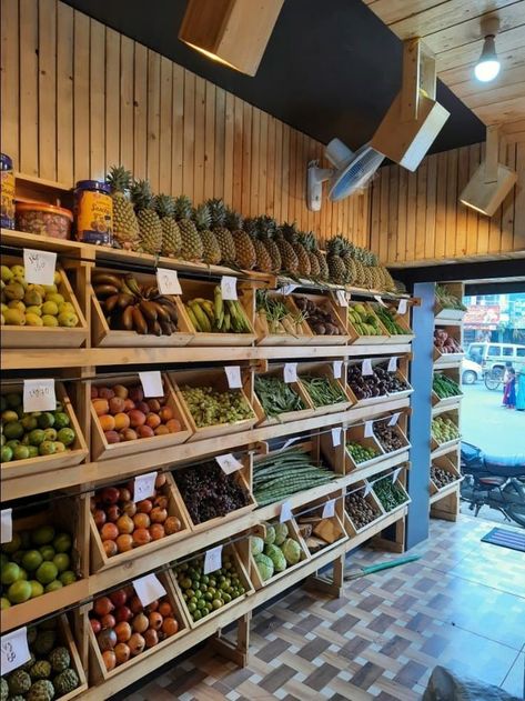 Fruit Shop Interior Design, Deli Store Ideas Interior Design, Fruit And Vegetable Shop Design, Health Food Store Design Ideas, Grocery Shop Design Interiors, Fruit Store Design Shops, Grocery Market Aesthetic, Vegetable Shop Interior, Mini Market Store Ideas Design