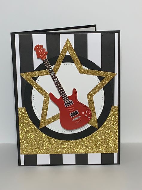 PT - Birthday 2019 Festa Rock Roll, Musical Cards, Musical Theme, Masculine Birthday Cards, Birthday Cards For Boys, Boy Cards, Creative Challenge, Birthday Cards For Men, Rock On