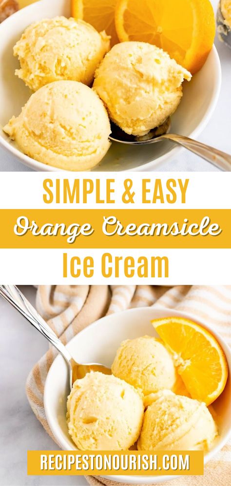 Simple & Easy Orange Creamsicle Ice Cream. It’s really so easy to make your own orange creamsicle version and turn it into an orange cream ice cream at home. Creamy vanilla meets sweet orange – it’s the perfect flavor pair! Your taste buds are going to jump for joy when you take a bite of this delectable treat. Orange Creamsicle Ice Cream Recipe, Creamsicle Ice Cream Recipe, Orange Ice Cream Recipe, Orange Creamsicle Ice Cream, Jello Ice Cream, Creamsicle Ice Cream, Orange Ice Cream, Orange Sorbet, Ice Cream Maker Recipes