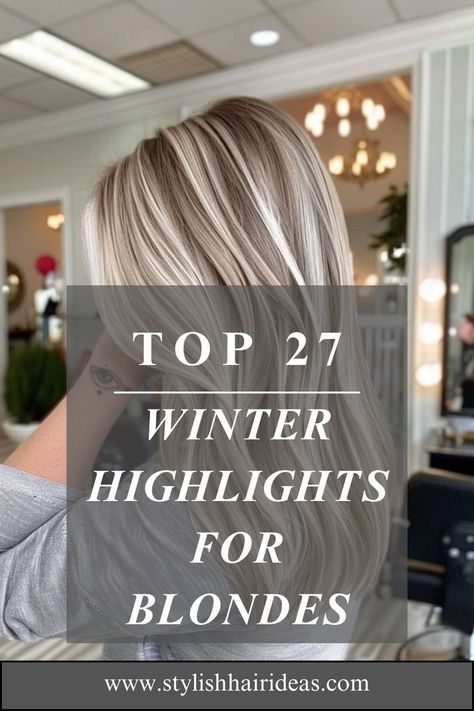 Ready for a winter refresh? Dive into these 27 gorgeous winter highlights for blondes that range from cool tones to warm hues. Get inspired and book your next salon appointment today! #BlondeHair #WinterVibes #HairInspiration Winter Highlights For Blondes, Highlights For Blondes, Winter Hair Colour For Blondes, Winter Highlights, Icy Blonde Hair Color, Icy Blonde Highlights, Winter Blonde Hair, Cool Ash Blonde, Warm Blonde Hair