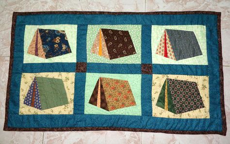 Camping Tent Quilt - pattern by ProtoQuilt Class Quilt, Quilt Houses, Camping Quilt, Wedding Quilt, Paper Pieced Quilt, Project Inspiration, Camping Tent, Mini Quilts, Quilting Ideas