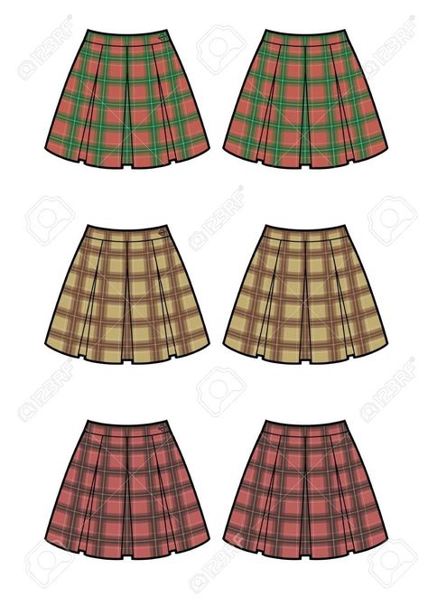 Plaid Skirt Drawing, Rok Tartan, Skirt Drawing, Scottish Skirt, Anime Drawing, Drawing Clothes, Plaits, Plaid Skirt, Plaid Skirts