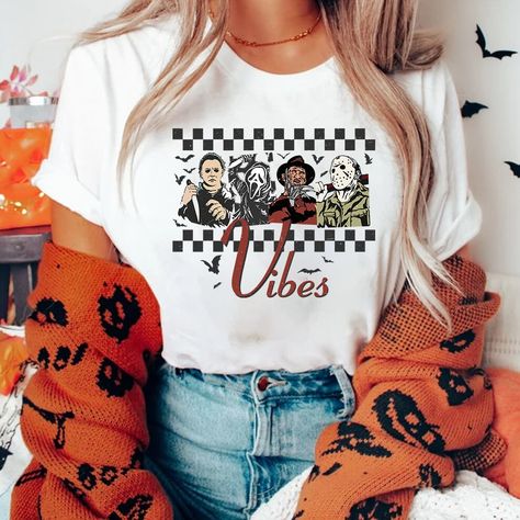 Retro Halloween Shirt, Horror Halloween Shirts, Spooky Vibes Shirts Friday The 13th Shirt, Halloween Shirt Design, Halloween Shirts Kids, Horror Halloween, Halloween Shirts, Spooky Vibes, Retro Halloween, Halloween Tshirts, Cute Halloween