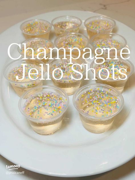 Champagne Jello Shots 🥂 | Article posted by Jessica Neff | Lemon8 Champagne Jello, Champagne Jello Shots, Jello Shot Cups, Nye 2023, Procreate Ideas, Shot Cups, Strawberry Juice, Unflavored Gelatin, Jello Shots