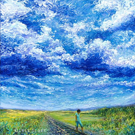 finger oil painting by Iris Scott, awesome use of colours and painting strokes to create motion and texture Iris Scott, Square Painting, Lake Wall Art, Finger Painting, Scenic Landscape, Artist Painting, Art Sur Toile, Van Gogh, Print On Canvas