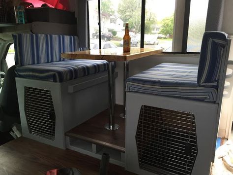 The Blonde (now Brunette!) and the Dizzy Dogs: RV Renovations Continue with the Dinette to Dog Crates! Astuces Camping-car, Travel Trailer Organization, Auto Camping, Camping Vintage, Trailer Storage, Camper Trailer Remodel, Camper Organization, Camping Diy, Rv Travel Trailers