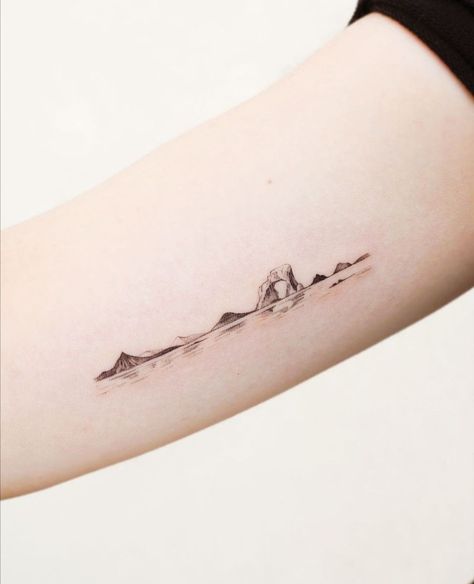 Lake Landscape Tattoo, Horizon Line Tattoo, River Line Tattoo, Lake Reflection Tattoo, Landscape Line Tattoo, Lake Inspired Tattoo, Horizontal Line Tattoo, River Tattoo For Women, Horizontal Tattoos For Women