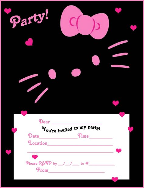 slumber party invites free printables | FREE HELLO KITTY PRINTABLE FREE PARTY INVITES Hello Kitty Printable, Hello Kitty Invitation Card, Hello Kitty Birthday Invitations, Interactive Magazine, Hello Kitty Invitations, Kitty Birthday Party, Sleepover Invitations, Diy Hello Kitty, Birthday Invitation Card Template