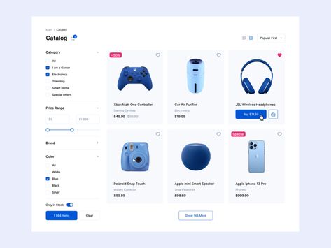 Gadgets shop. Catalog by Ekaterina Kudelevskaia on Dribbble Ecommerce Ui Design, Gadgets Shop, Web Design Gallery, 3d Logo Design, Ecommerce Web Design, Ecommerce Shop, Gadget Shop, Company Logo Design, Design Minimalist