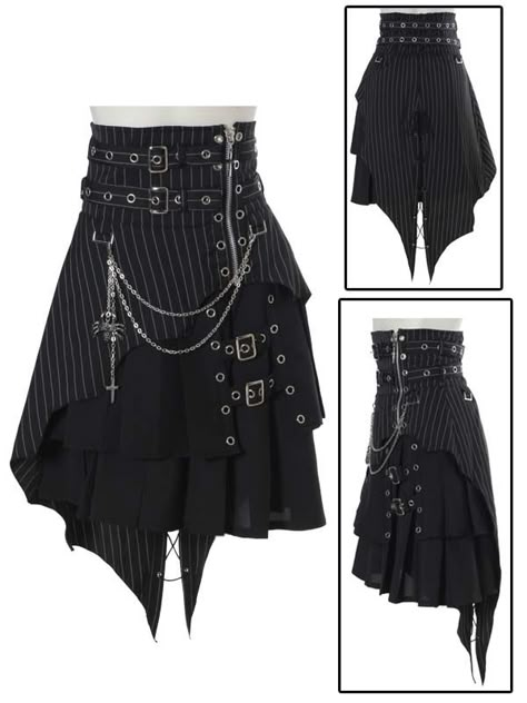 Bodyline Punk skirt with spider chain Stem Punk Outfit, Spider Outfit Ideas, Skirts With Chains, Gothic Punk Outfits, Skirt With Chains, Spider Outfit, Punk Chains, Punk Dresses, Layered Clothing