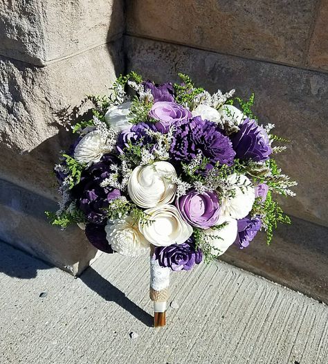 Quince Bouquet, Brides Flowers, Lavender Wedding Bouquet, Prom Bouquet, Purple Bouquets, Bridal Party Bouquets, Wood Flower Bouquet, Flower Girl Bouquet, Purple Wedding Bouquets