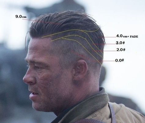 Brad Pitt Fury Hair, Brad Pitt Fury Haircut, Fury Haircut, Brad Pitt Fury, Brad Pitt Haircut, Men Haircut Undercut, Brad Pitt Hair, Viking Haircut, Hair Cut Guide