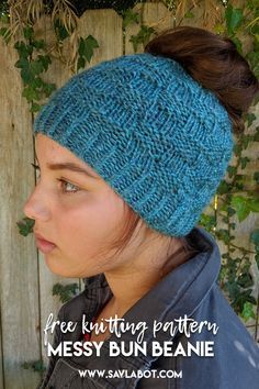 Beanie Pattern Free, Knit Beanie Pattern, Messy Bun Beanie, Bun Beanie, Ponytail Beanie, Messy Bun Hat, Chunky Knit Hat, Bun Hat, Knitted Headband