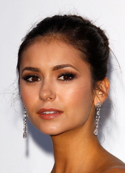 Nina Dobrev with her natural brows    brows full brows different brow shapes Elena Gilbert Eyebrows, Nina Dobrev Side Profile, Nina Dobrev Makeup, 2012 Makeup, Nina Dobrev Hair, Classic Bun, Elegant Bun, Baby Hairs, Best Eyebrow Products