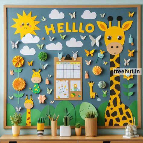 Child Art, Free Coloring Pages, Craft, Clipart, Art Ideas, Gardening at Treehut.in Giraffe Classroom Decorations, Jungle Classroom Theme, Giraffe Habitat, Giraffe Facts, Hallway Displays, Christmas Bulletin Board, Christmas Bulletin, Bulletin Board Decor, Classroom Games