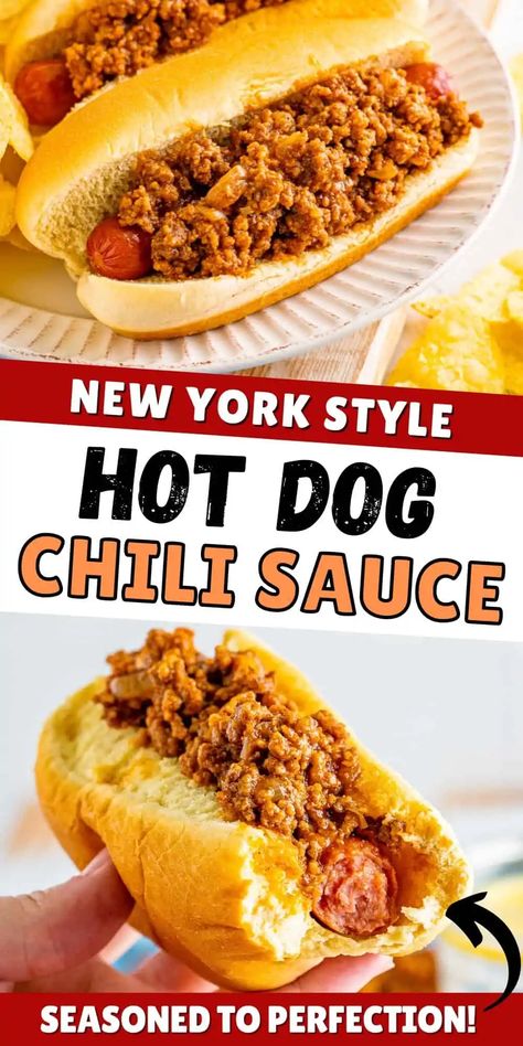 Easy Hot Dog Sauce, Easy Coney Dog Sauce, Hot Dog Sauce Recipe Homemade, Chilli Dogs Recipe, Hot Dog Chilli, Coney Island Hot Dog Sauce Recipe, Coney Island Hot Dog Sauce, Chili Hotdogs, Coney Dog Sauce