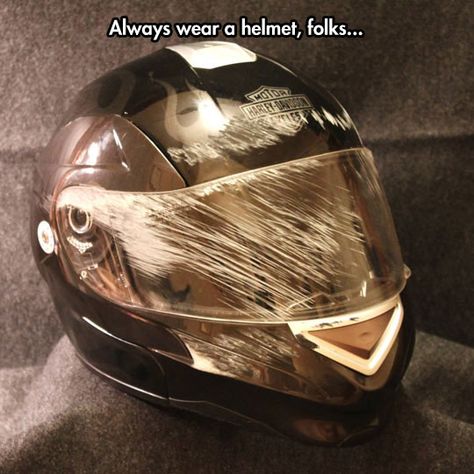 Your face will thank you later... Full Face Helmets, Lucky Day, Lucky Star, Motorcycle Helmets, Full Face, Sport Bikes, New Memes, Funny Images, Dumb And Dumber