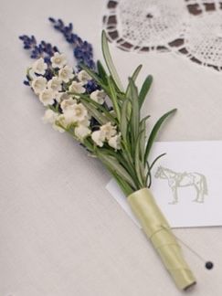 Lily Of The Valley And Lavender, Small Lavender Bouquet, Lily Of The Valley Centerpiece Wedding, Tiny Flowers Bouquet, Lily Of The Valley Boutonniere, Brown Suit Wedding, Tiny Bouquet, Lily Of The Valley Bouquet, Using Lavender