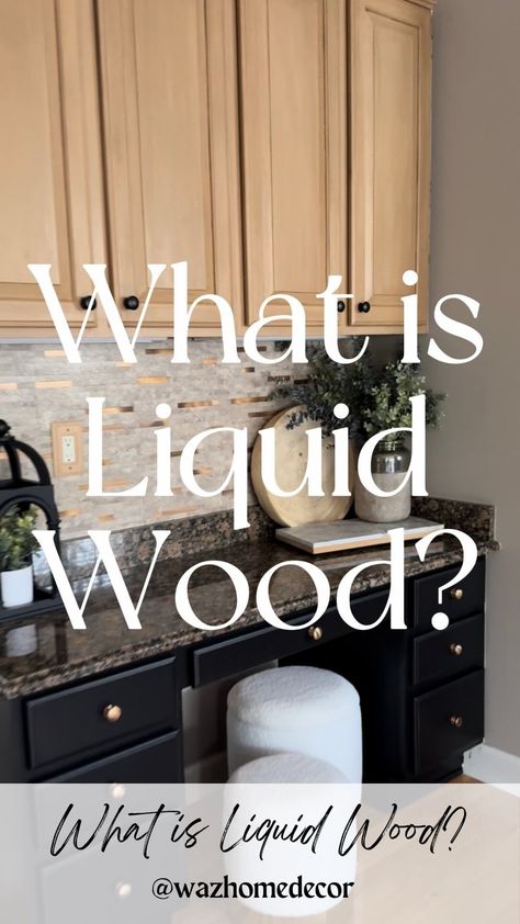 MICHELLE | Neutral Modern Home | The MOST ASKED QUESTION!!! What is liquid wood?? And there’s NO SANDING!! Comment LINK for products 🤯 Details Below ⬇️ I used Retique It... | Instagram Liquid Wood Projects, Liquid Wood Kitchen Cabinets, Liquid Wood Cabinets, Retique It Liquid Wood, Neutral Modern Home, Retique It, Liquid Wood, Krud Kutter, Painting Wood Furniture