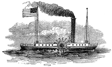 the Fulton steamboat made transportation much easier and it was invented in 1807 by robert Fulton Robert Fulton, Five In A Row, The Passage, History Images, Garden Art Projects, River Boat, Cartoon Drawing, Steam Boats, Industrial Revolution