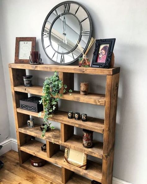 Rustic Shelves Diy, Rustic Shelving Unit, Rustic Closet, Rustic Shelving, Fancy Living Rooms, Open Pantry, Rustic Shutters, Rustic Bookshelf, Rustic Bookcase