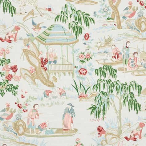 Yangtze River, Aqua Fabric, Schumacher Fabric, Toile Fabric, Matching Paint Colors, Scene Design, Pillow Forms, In Wallpaper, Drapery Fabric