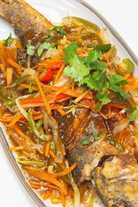 Sweet And Sour Fish Recipe Filipino, Filipino Sweet And Sour Fish, Fish Escabeche Filipino, Escabeche Recipe Filipino, Fish Recipe Filipino, Fried Fish Sauce, Sweet And Sour Fish Recipe, Fish Escabeche, Fried Whole Fish