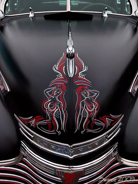 PinStriped Hotties Pin Up Motorcycle, Pinstriping Art, Cars Chevrolet, Kustom Paint, Pinstripe Art, Vintage Hot Rod, Motorcycle Garage, Pinstriping Designs, Lead Sled