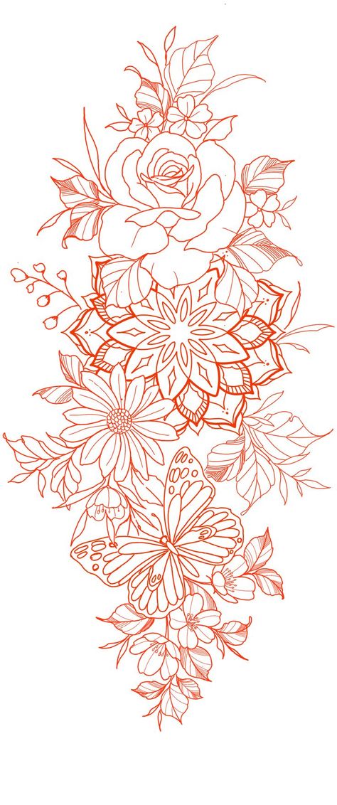 Sleeve Tattoos For Women Stencil, Mandala Upper Arm Tattoo, Sketches Floral, Flower Forearm Tattoo, Half Sleeve Tattoo Upper Arm, Aura Tattoos, Tattoos Half Sleeve, Butterfly Sleeve Tattoo, Tato Mandala