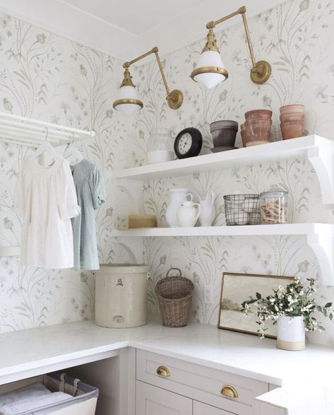 monikahibbs Closet Mudroom, Rooms Inspiration, Country Laundry Rooms, Laundry Room Decorating, Monika Hibbs, Mudroom Laundry, A Thoughtful Place, Laundry Room Wallpaper, Vintage Laundry Room