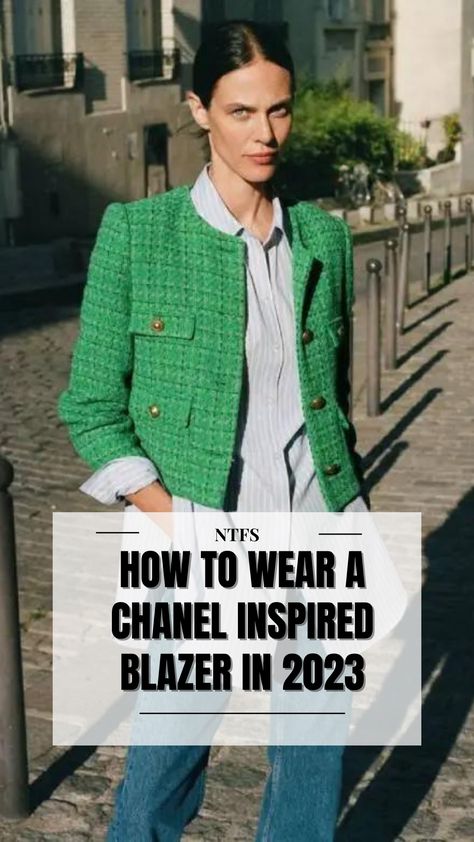 How To Style Chanel Jacket, Office Outfits Women Over 40 Work Wear, How To Style Boucle Jacket, Cropped Chanel Jacket, Tweed Jacket Outfit 2023, Chanel Boucle Jacket, Cropped Boucle Jacket Outfit, How To Style A Tweed Jacket, Tweed Cropped Jacket Outfit