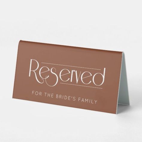 $8.39 | Terracotta Wedding Reserved Table Tent Sign - wedding sign, table decoration, elegant, minimalist, handwritten, table reserved, reserved party signs, reserved wedding signs, reserved for, rust Wedding Sign Table, Reserved Wedding Signs, Reserved Table Signs, Terracotta Wedding, Table Tents, Sign Wedding, Popular Wedding, Party Signs, Wedding Sign