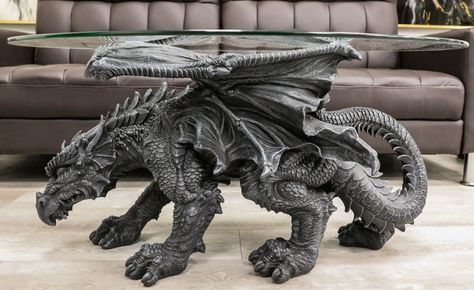 Skull Furniture, Dragon Table, Muscular Physique, Dragon Base, Medieval Decor, Dragon Tea, Fantasy Furniture, Unusual Furniture, Dragon Glass