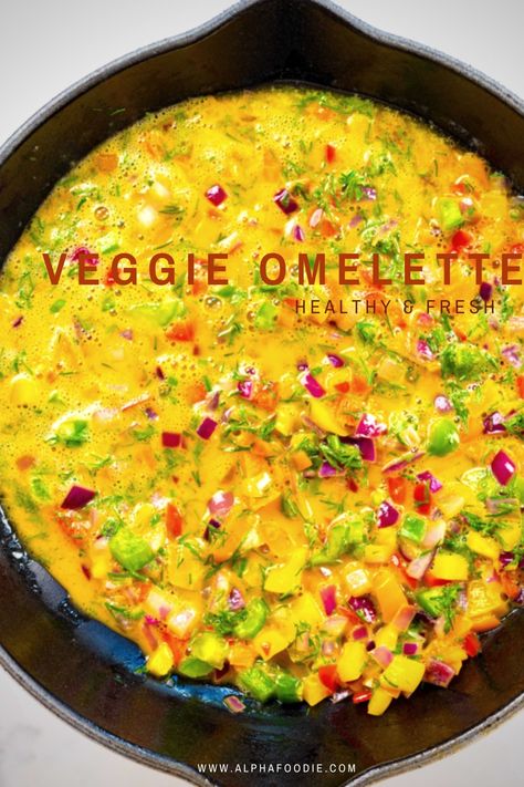 Vegetable Omelette Recipe, Veggie Omelette Recipe, Western Snacks, Veggie Omelette Healthy, Vegetable Omelette, Western Omelette, Omelet Recipes, Fluffy Omelette, Omelette Recipes