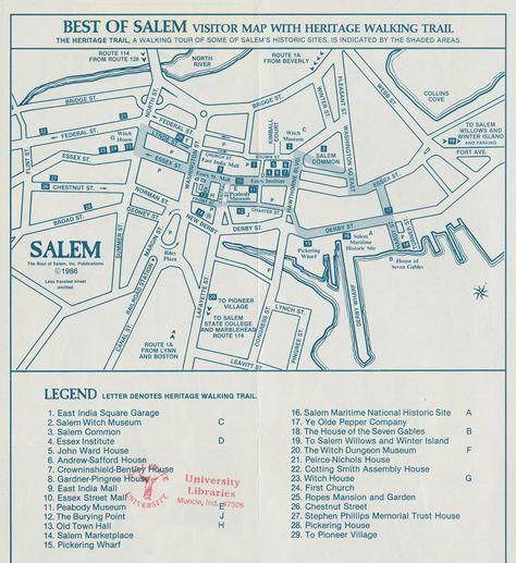 GIS Research and Map Collection: Maps of Salem, Massachusetts Available from Ball State University Libraries Salem State University, Map Of Salem Attractions, Salem Massachusetts Map, Map Of Salem Ma, Salem Massachusetts Bachelorette Party, Salem Map, Salem Mass, Ball State University, Salem Lot